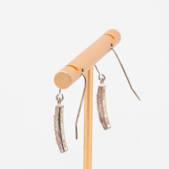 Vintage Sterling Silver White CZ Dangle Fish hook Earrings - Picture 4 of 7